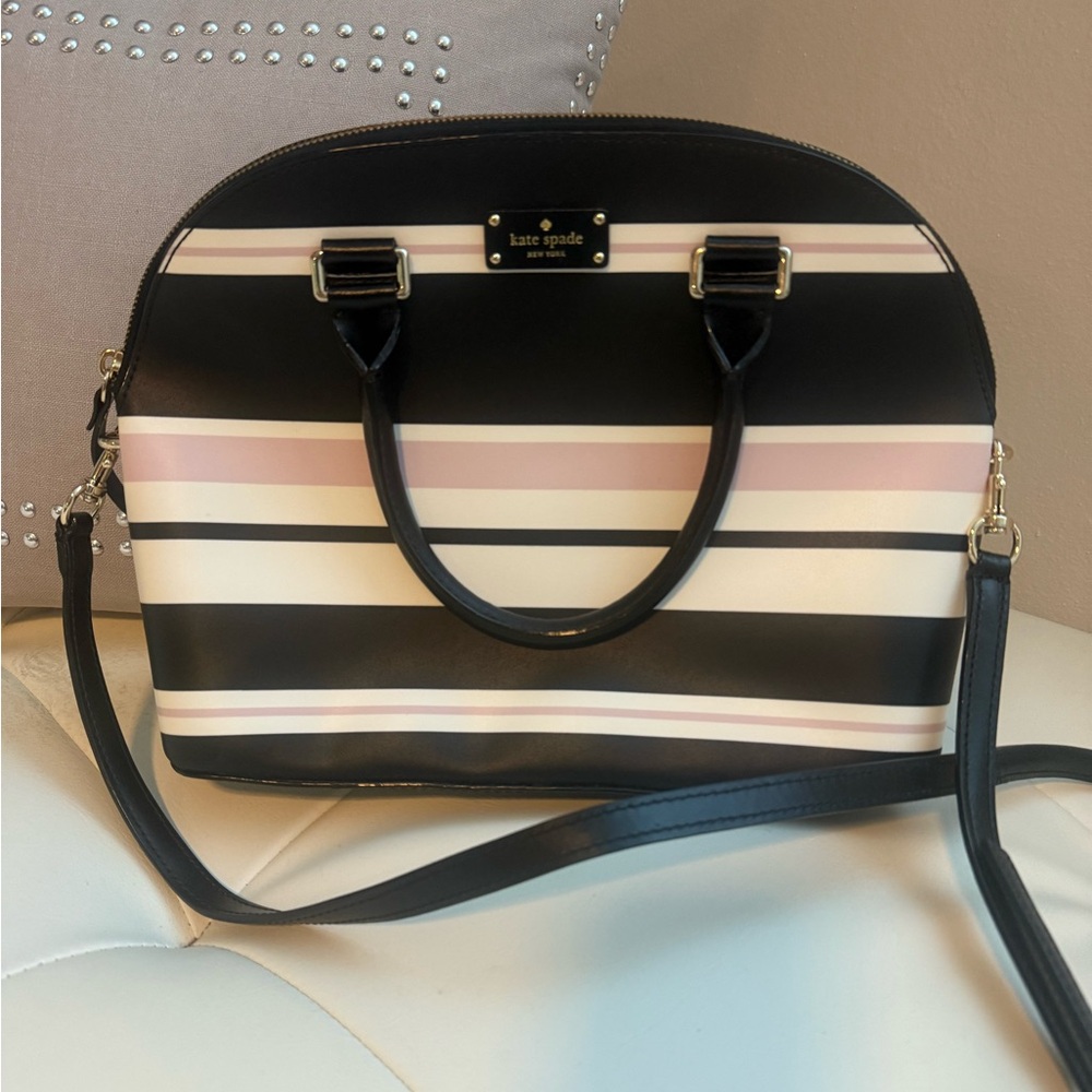 Kate Spade Black and Pink Striped Women's Bag
